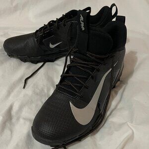 Men's Sz 10 Nike Alpha Menace 4 Shark Football Cleats FN0028-002 Black Silver